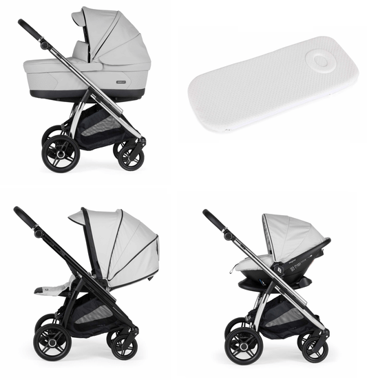 Bebecar Flowy 3 in 1 Travel System - Light Grey  Bebecar Black Chassis  