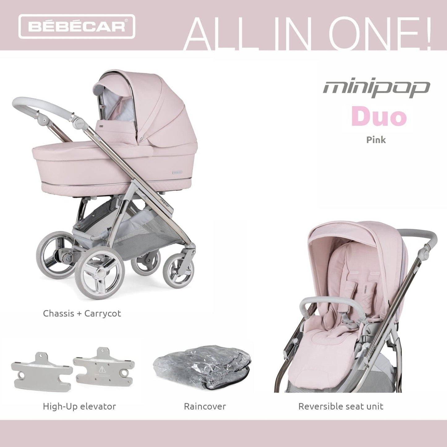 Bebecar Mini Pop 2 in 1 Travel System - Pink  Bebecar   