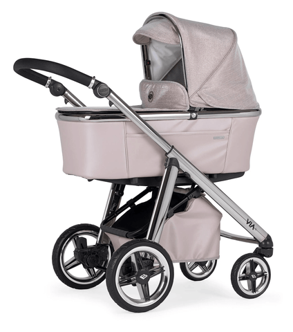 Bebecar Via+ Prive - Rose Glitter Pram + Free Car Seat and Isofix