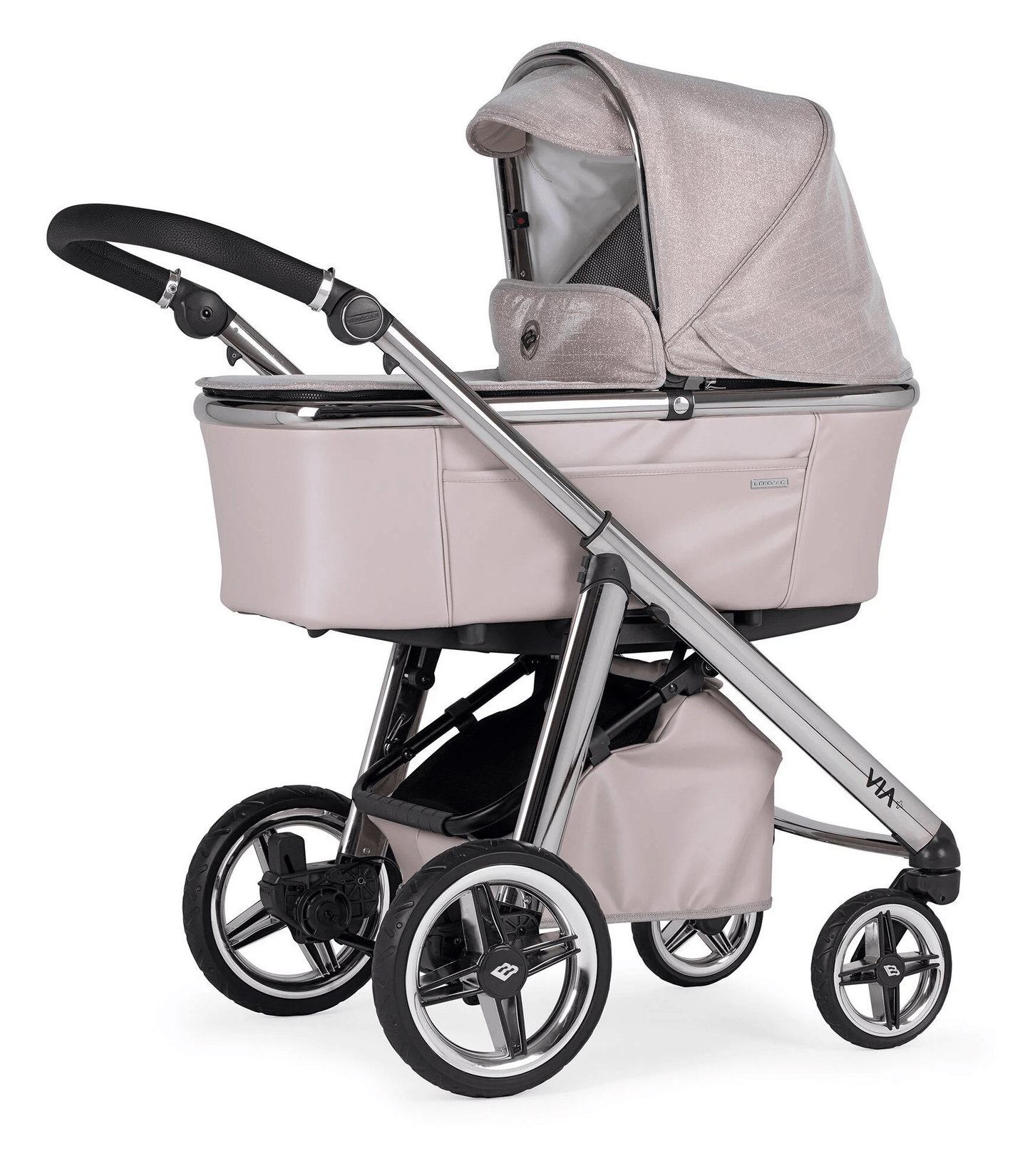 Bebecar Via+ Prive - Rose Glitter Pram + Free Car Seat and Isofix  Bebecar   