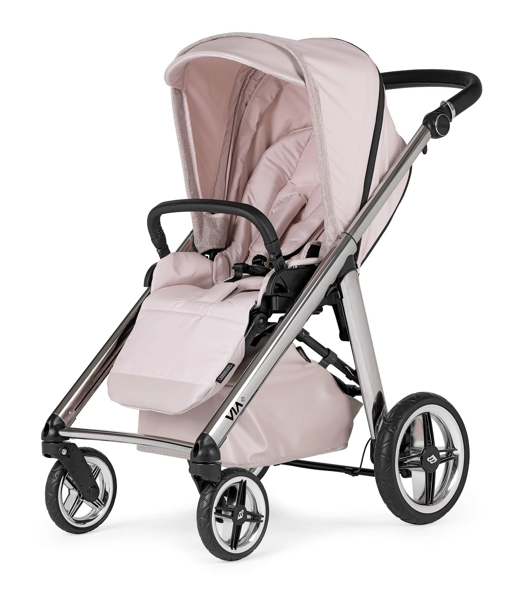 Bebecar Via+ Prive - Rose Glitter Pram + Free Car Seat and Isofix  Bebecar   