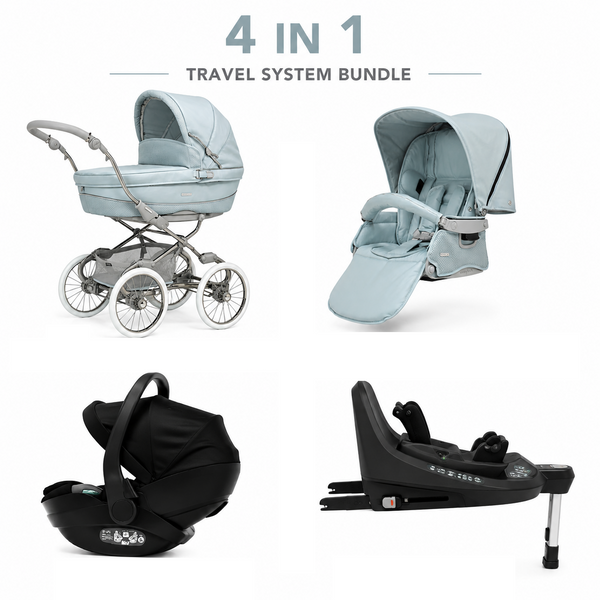 Bébécar Stylo Class Celestine 4 in 1 Travel System with Aurea Car Seat & 360 Isofix Base