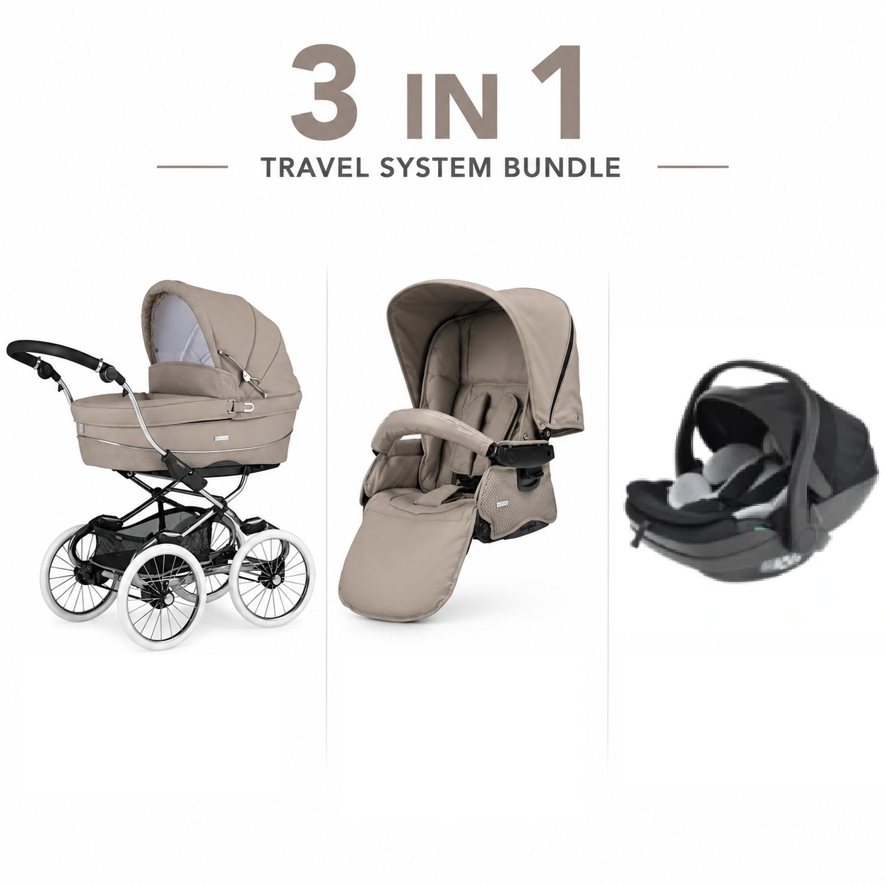 Bébécar Stylo Class Truffle 3 in 1 Travel System With Aurea Car Seat - 2026 Specials Range