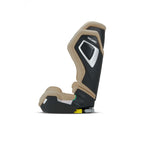 Recaro AXION 1 in Elegant Beige, side view with ISOFIX connectors retracted beneath the base.