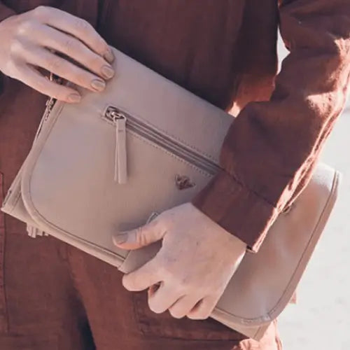 Bizzi Growin Vegan Leather Nappy Change Clutch Bag - Frappe  Bizzi Growin   