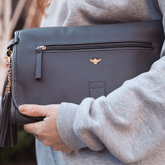 Bizzi Growin Vegan Leather Nappy Change Clutch Bag - Smoke Grey