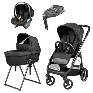 Peg perego veloce lite travel system i-size 360 bundle true black stroller with adjustable handlebars and mesh basket