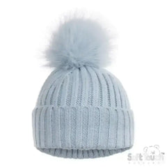 Blue Baby Boys Pom Pom Hat - Blue Sparkle