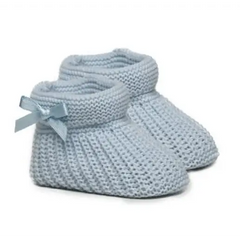 Blue Knitted Baby Booties