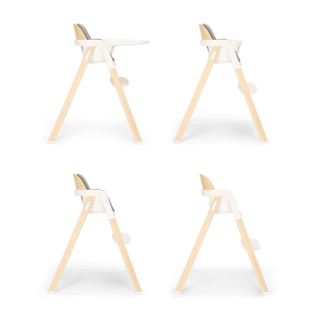 Nuna BRYN Highchair heritage with modern wooden frame white plastic parts and minimalist light natural wood legs