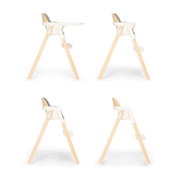 Nuna BRYN Highchair heritage with modern wooden frame white plastic parts and minimalist light natural wood legs