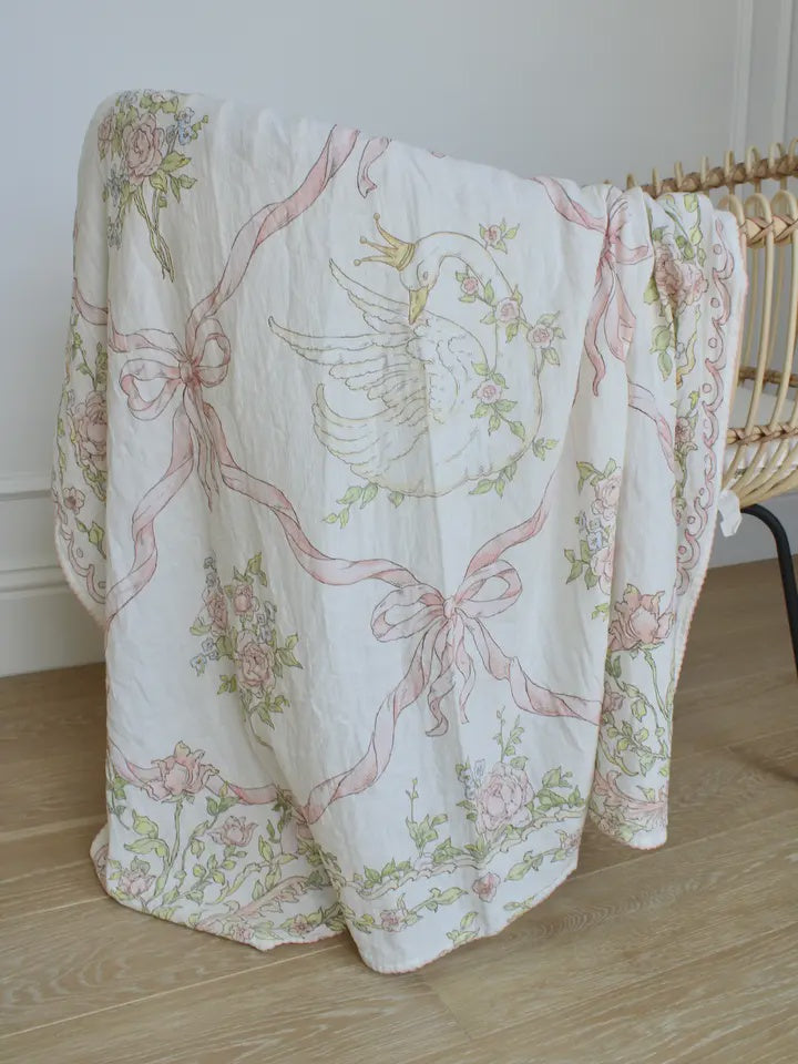Swan Garden Organic Cotton Muslin Blanket