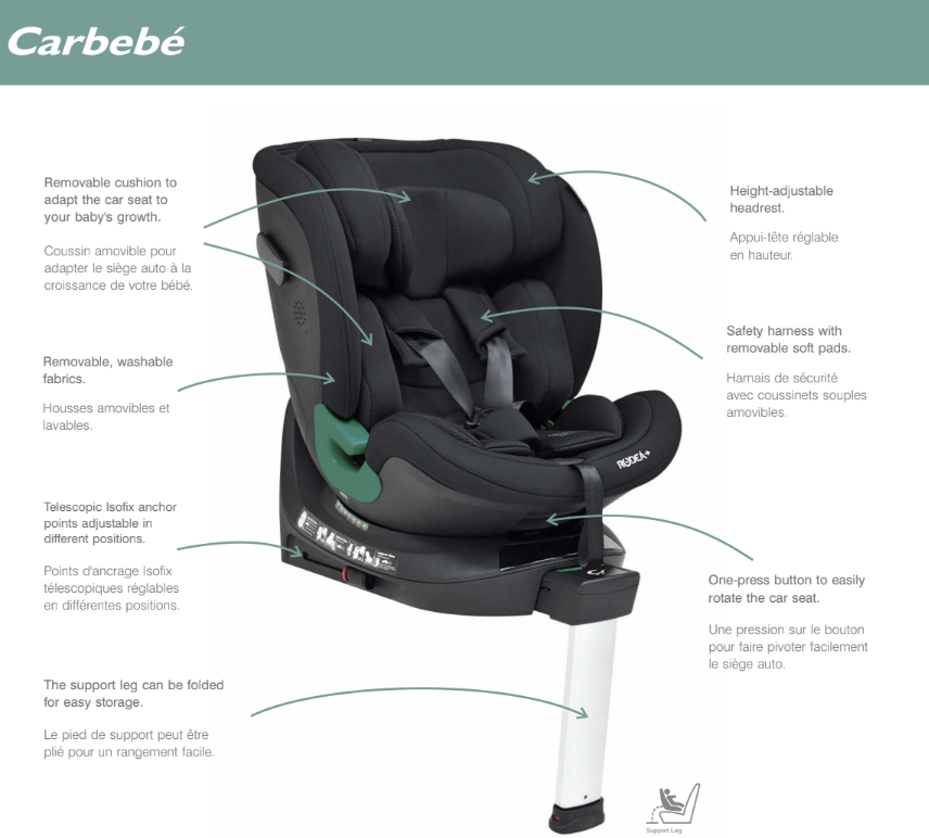 Bebecar E-Rodea Spin Car Seat 40cm-150cm  -Black