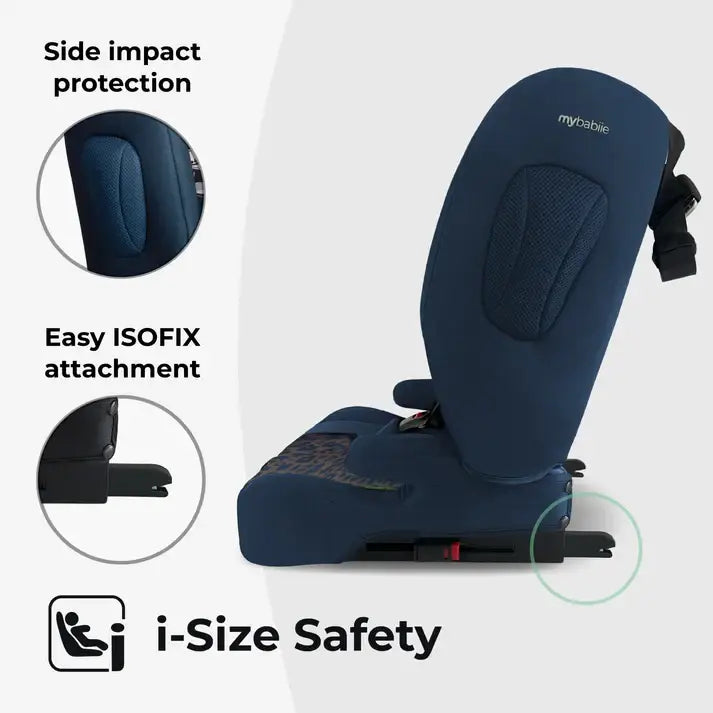 My Babiie MBCS80 Foldable i-Size Isofix Toddler Booster Seat - Navy Leopard