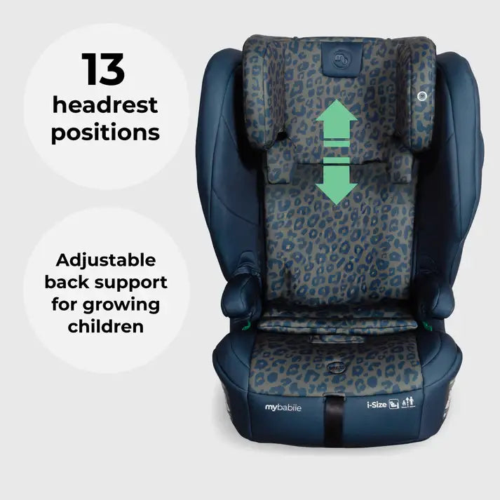 My Babiie MBCS80 Foldable i-Size Isofix Toddler Booster Seat - Navy Leopard