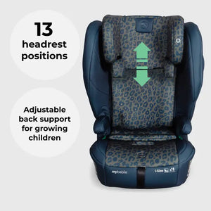 My Babiie MBCS80 Foldable i-Size Isofix Toddler Booster Seat - Navy Leopard