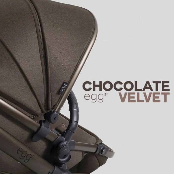 Egg3 Chocolate Velvet Luxury Twin Bundle with Shell 360 i-Size Car Seats & 360 ISOFIX Bases