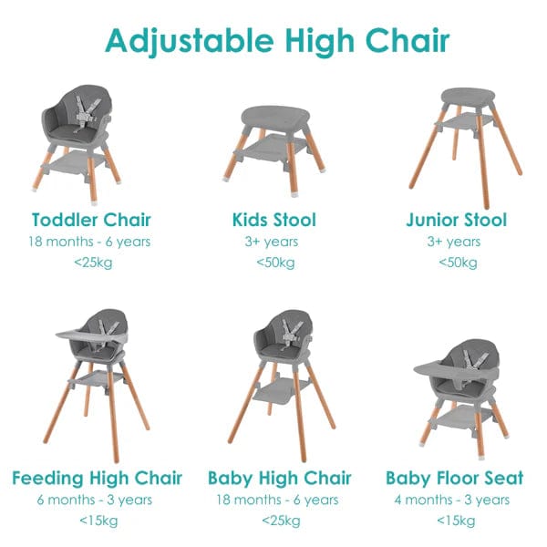 Clair De Lune 6 in 1 Highchair in Grey  Clair De Lune   