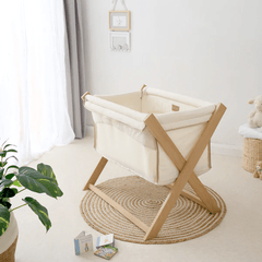 Clair De Lune Cream Organic Folding Crib in Cream