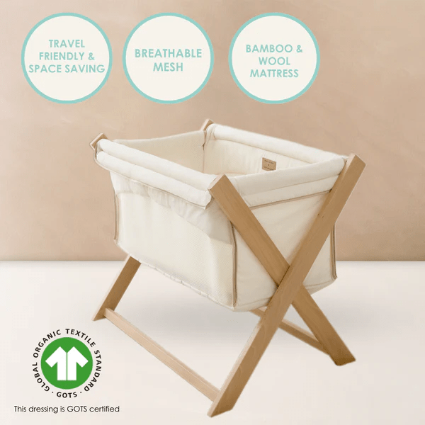 Clair de Lune Cream Organic Folding Crib A Cosy Haven for Your Baby s Sweetest Dreams Baby Boutique UK