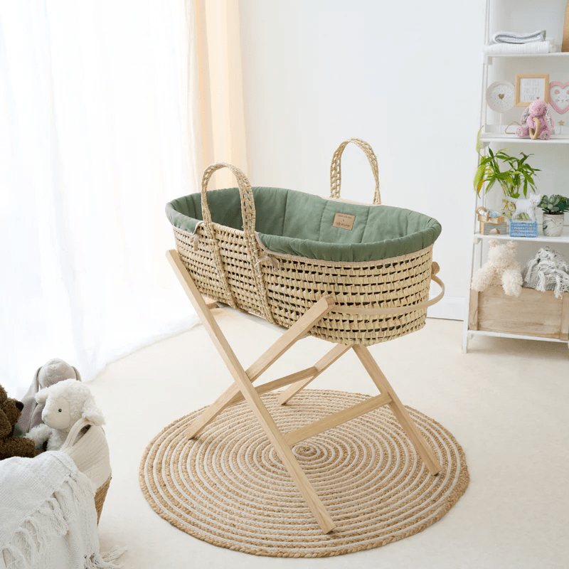 Clair De Lune Organic Palm Moses Basket - Forest Green  Clair De Lune   