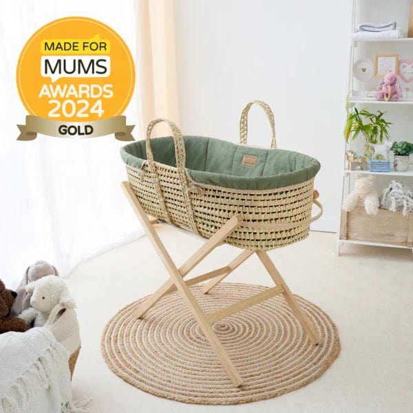 Clair De Lune Organic Palm Moses Basket - Forest Green  Clair De Lune   