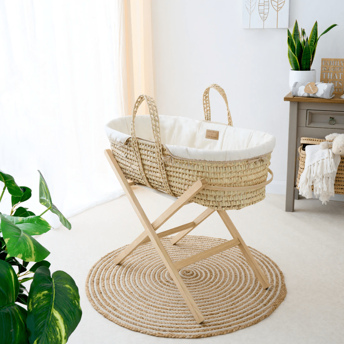 Clair De Lune Organic Palm Moses Basket - Natural Cream  Clair De Lune   