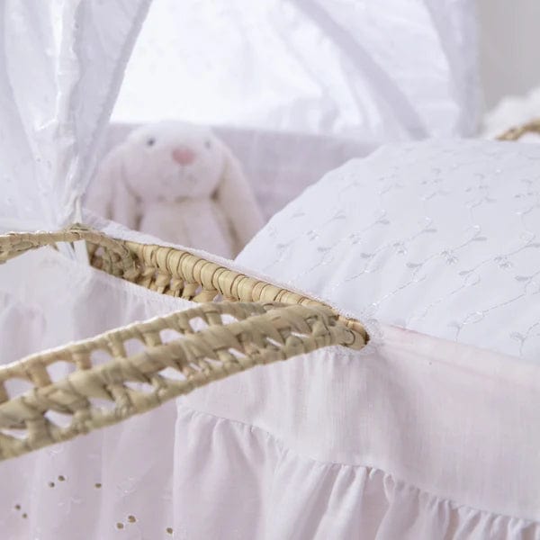 Clair De Lune White Broderie Anglaise Moses Basket  Clair De Lune   