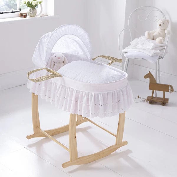 Clair De Lune White Broderie Anglaise Moses Basket  Clair De Lune   