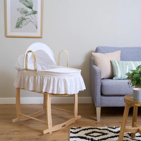 Clair De Lune White Broderie Anglaise Moses Basket  Clair De Lune   