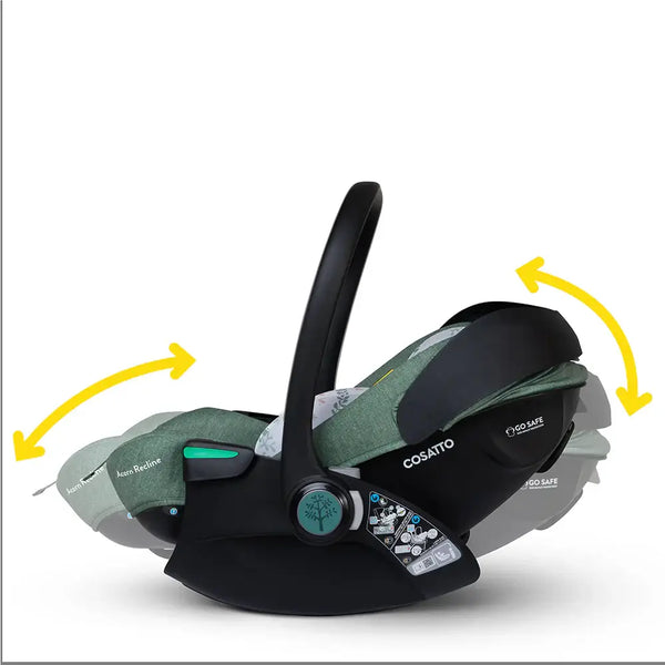 Cosatto Acorn Recline i-Size 0+ Car Seat – Meadow | Reclining Infant Seat from Birth (40–87cm)