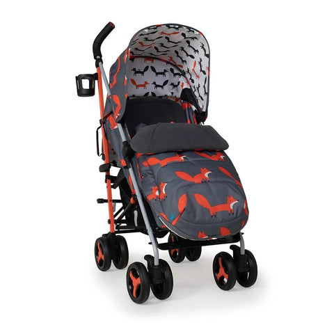 Cosatto Stroller Supa 3 Charcoal Mister Fox + Footmuff & Rain cover
