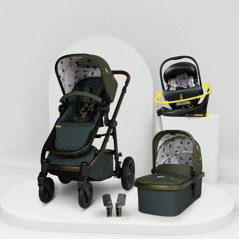 Cosatto Wow 3 Rotate Bundle – Bureau | Travel System with Carrycot + Acorn 2 i-Size Car Seat & Rotating Base