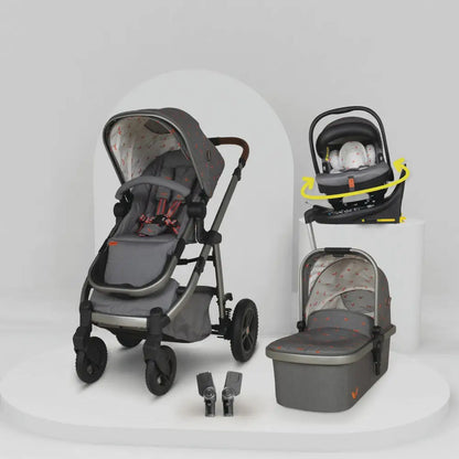 Cosatto Wow 3 Rotate Bundle – Camille | Travel System with Carrycot + Acorn 2 i-Size Car Seat & Rotating Base Cosatto