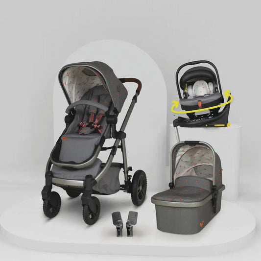 Cosatto Wow 3 Rotate Bundle – Camille | Travel System with Carrycot + Acorn 2 i-Size Car Seat & Rotating Base Cosatto