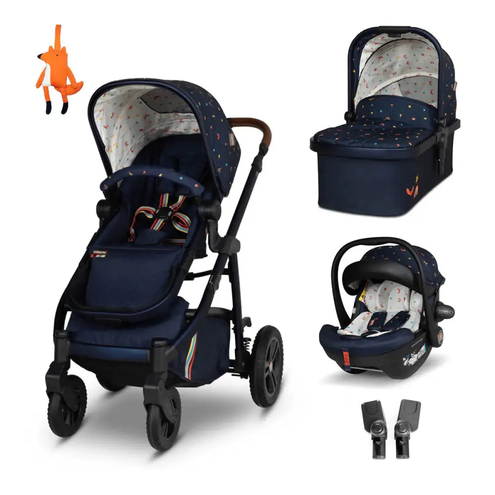 Cosatto Wow 3 Rotate Bundle – Doodle Days | Travel System with Carrycot + Acorn 2 i-Size Car Seat & Rotating Base General Cosatto