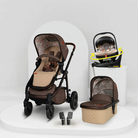 Cosatto Wow 3 Rotate Bundle – Foxford Hall | Travel System with Carrycot + Acorn 2 i-Size Car Seat & Rotating Base