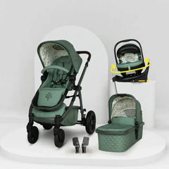 Cosatto Wow 3 Rotate Bundle – Meadow | Travel System with Carrycot + Acorn 2 i-Size Car Seat & Rotating Base