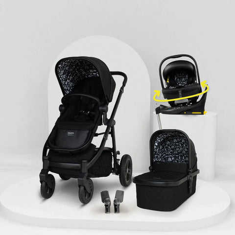 Cosatto Wow 3 Rotate Bundle – Silhouette | Travel System with Carrycot + Acorn 2 i-Size Car Seat & Rotating Base