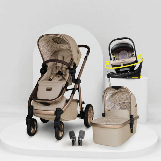 Cosatto Wow 3 Rotate Bundle – Whisper | Travel System with Carrycot + Acorn 2 i-Size Car Seat & Rotating Base Cosatto