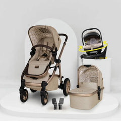 Cosatto Wow 3 Rotate Bundle – Whisper | Travel System with Carrycot + Acorn 2 i-Size Car Seat & Rotating Base