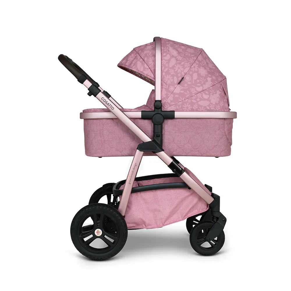 Cosatto Wow 3 Rotate & Recline Cozy Bundle Camille – Travel System with Carrycot, Acorn Recline i-Size Car Seat & Rotating Base Cosatto