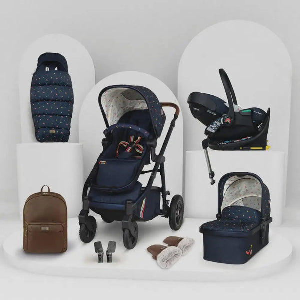 Cosatto Wow 3 Rotate & Recline Cozy Bundle Doodle Days – Travel System with Carrycot, Acorn Recline i-Size Car Seat & Rotating Base Cosatto