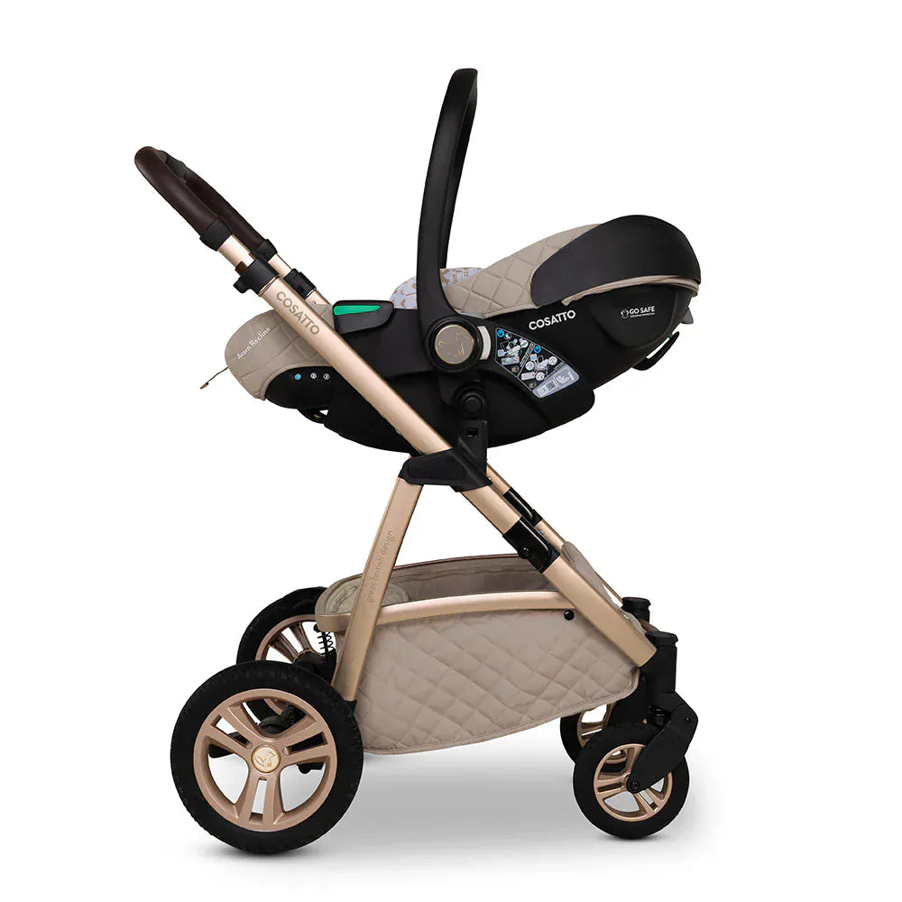 Cosatto Wow 3 Rotate & Recline Cozy Bundle Foxford Hall – Travel System with Carrycot, Acorn Recline i-Size Car Seat & Rotating Base Cosatto