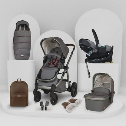 Cosatto Wow 3 Rotate & Recline Cozy Bundle Foxling – Travel System with Carrycot, Acorn Recline i-Size Car Seat & Rotating Base Cosatto