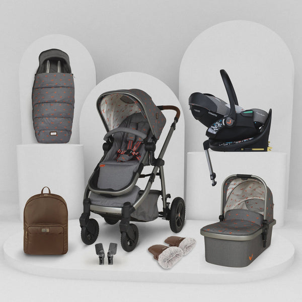 Cosatto Wow 3 Rotate & Recline Cozy Bundle Foxling – Travel System with Carrycot, Acorn Recline i-Size Car Seat & Rotating Base Cosatto