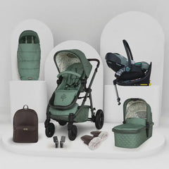 Cosatto Wow 3 Rotate & Recline Cozy Bundle Meadow – Travel System with Carrycot, Acorn Recline i-Size Car Seat & Rotating Base