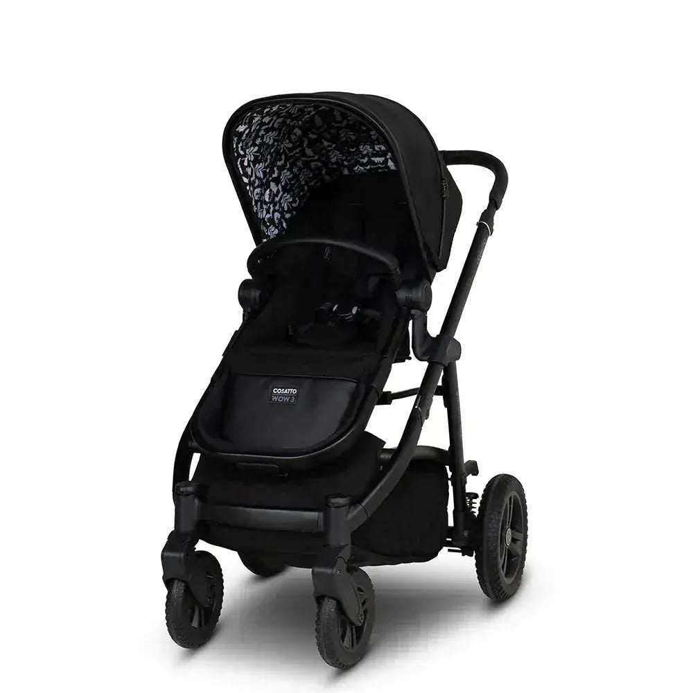 Cosatto Wow 3 Rotate & Recline Cozy Bundle Silhouette – Travel System with Carrycot, Acorn Recline i-Size Car Seat & Rotating Base Cosatto