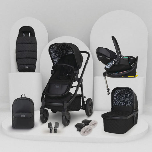 Cosatto Wow 3 Rotate & Recline Cozy Bundle Silhouette – Travel System with Carrycot, Acorn Recline i-Size Car Seat & Rotating Base Cosatto