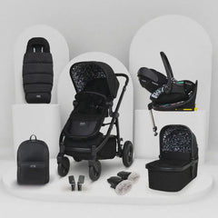 Cosatto Wow 3 Rotate & Recline Cozy Bundle Silhouette – Travel System with Carrycot, Acorn Recline i-Size Car Seat & Rotating Base Cosatto